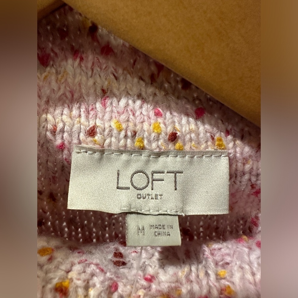 LOFT Outlet Women's Speckled Cable Knit Sweater- size Medium - Picture 3 of 6
